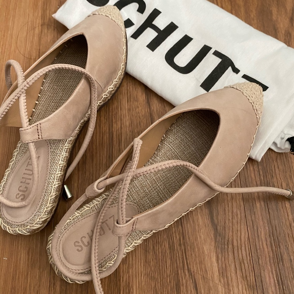 Schutz flat ankle tie espadrilles